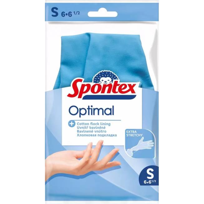 Pirštinės guminės Spontex Optimal, lateksas, mėlyna, S, 2 vnt.