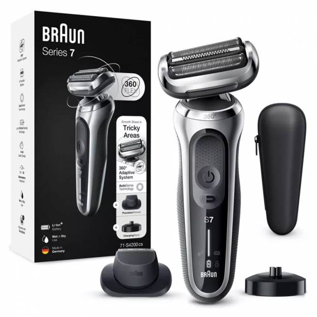 Barzdaskutė Braun Series 7 71-S4200cs, li-ion, sidabro/juoda