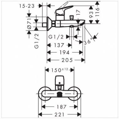 Vonios maišytuvas Hansgrohe Logis 71400000, chromo