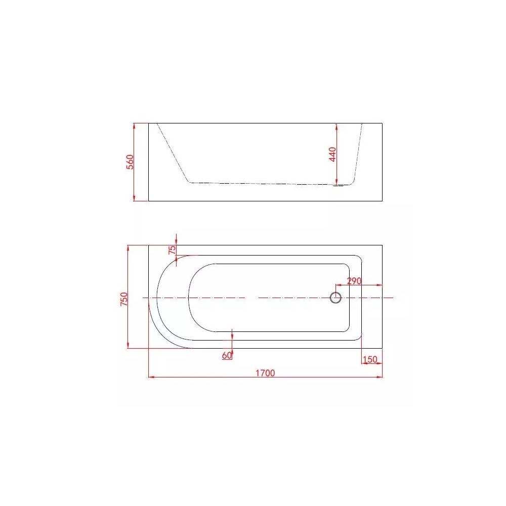 Vonia Masterjero K29775R, 170 cm x 75 cm x 56 cm, dešininė