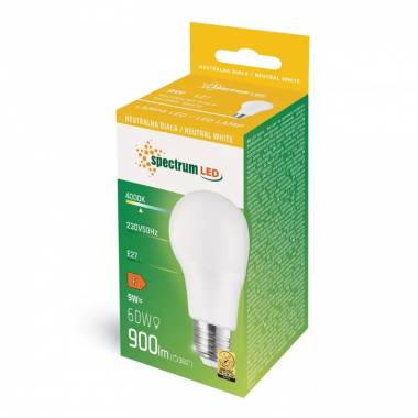 LED lemputė E27 A60 9W 900LM 4000K