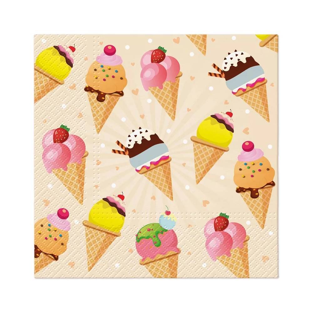 Popierinės servetėlės PAW Ice Cream, 33 cm x 33 cm, 20 vnt.