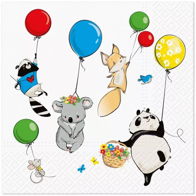 Popierinės servetėlės PAW Baloons, 33 cm x 33 cm, 20 vnt.