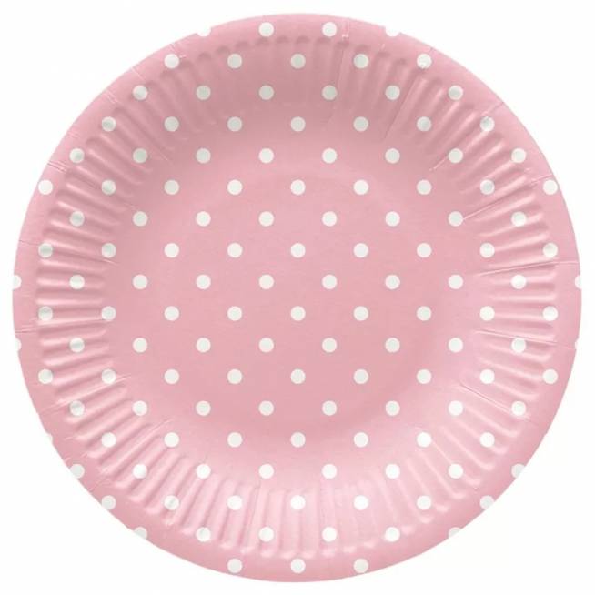 Vienkartinės lėkštės PAW Pink Dots, Ø 18 cm, 8 vnt.