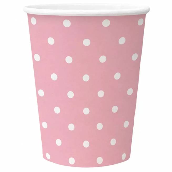 Vienkartiniai puodeliai PAW Pink Dots, 250 ml, 8 vnt.