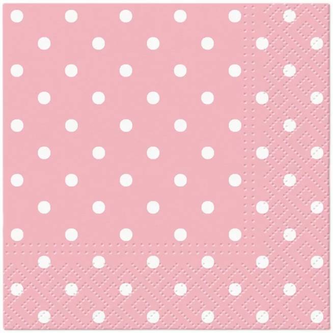 Popierinės servetėlės PAW Pink Dots, 25 cm x 25 cm, 20 vnt.