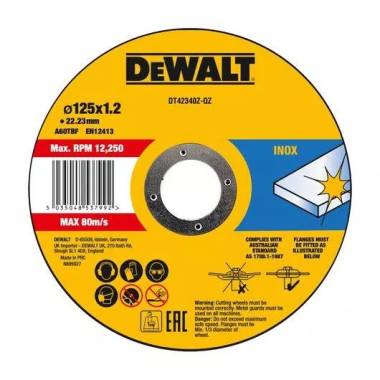 Pjovimo diskas Dewalt DT42340Z-QZ, 125 mm x 1.2 mm x 22.23 mm