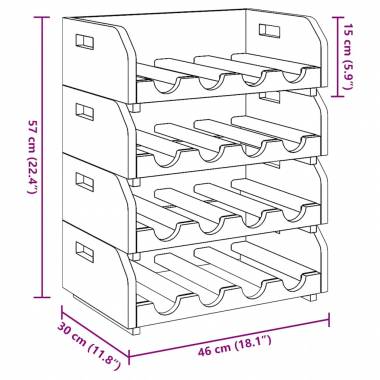 Vyno butelių laikikliai, 4vnt., 16 butelių, perdirbta mediena
