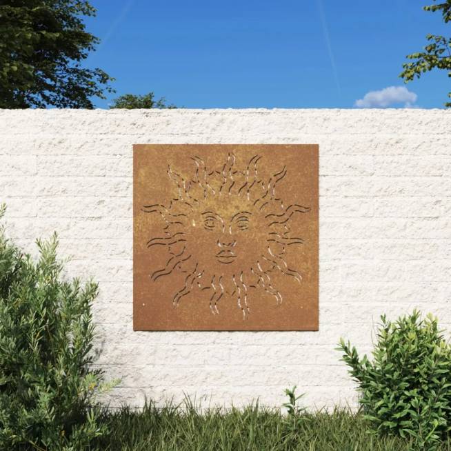 Sodo sienos dekoracija, 55x55cm, corten plienas, saulės dizaino