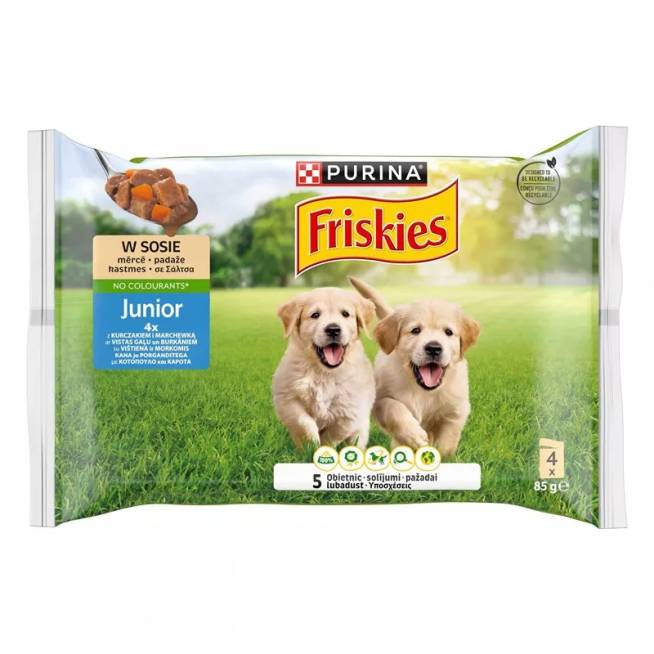 Konservai jauniems šuniukams Friskies, 4x85 gr.