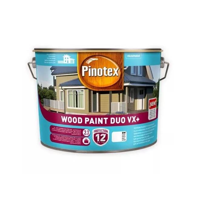 Medinių fasadų dažai Pinotex Wood Paint Vx+, balta, 2.5 l