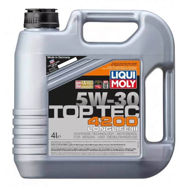 Variklių alyva Liqui Moly 4200 TOP-TEC 5W - 30, sintetinis, lengviesiems automobiliams, 4 l