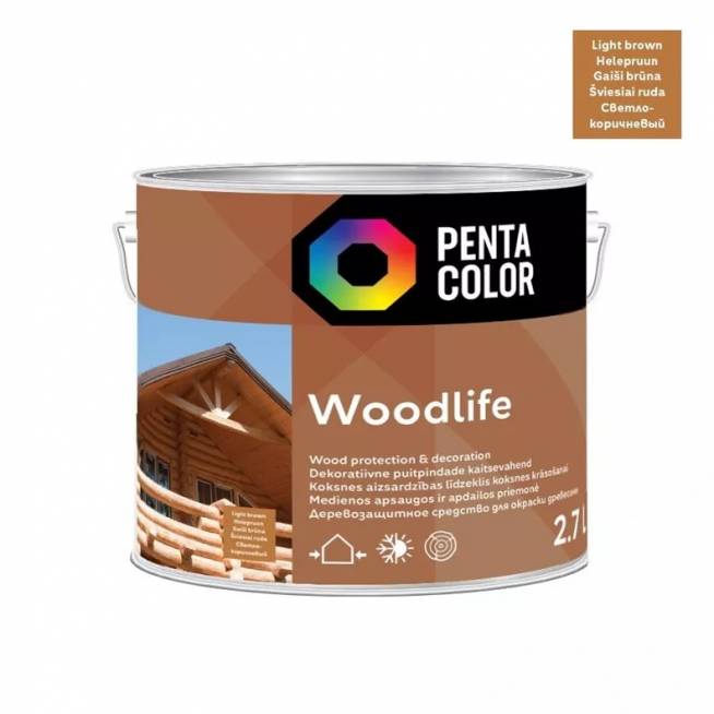 Medienos impregnantas Pentacolor Woodlife, šviesiai ruda/oregonas, 2.7 l