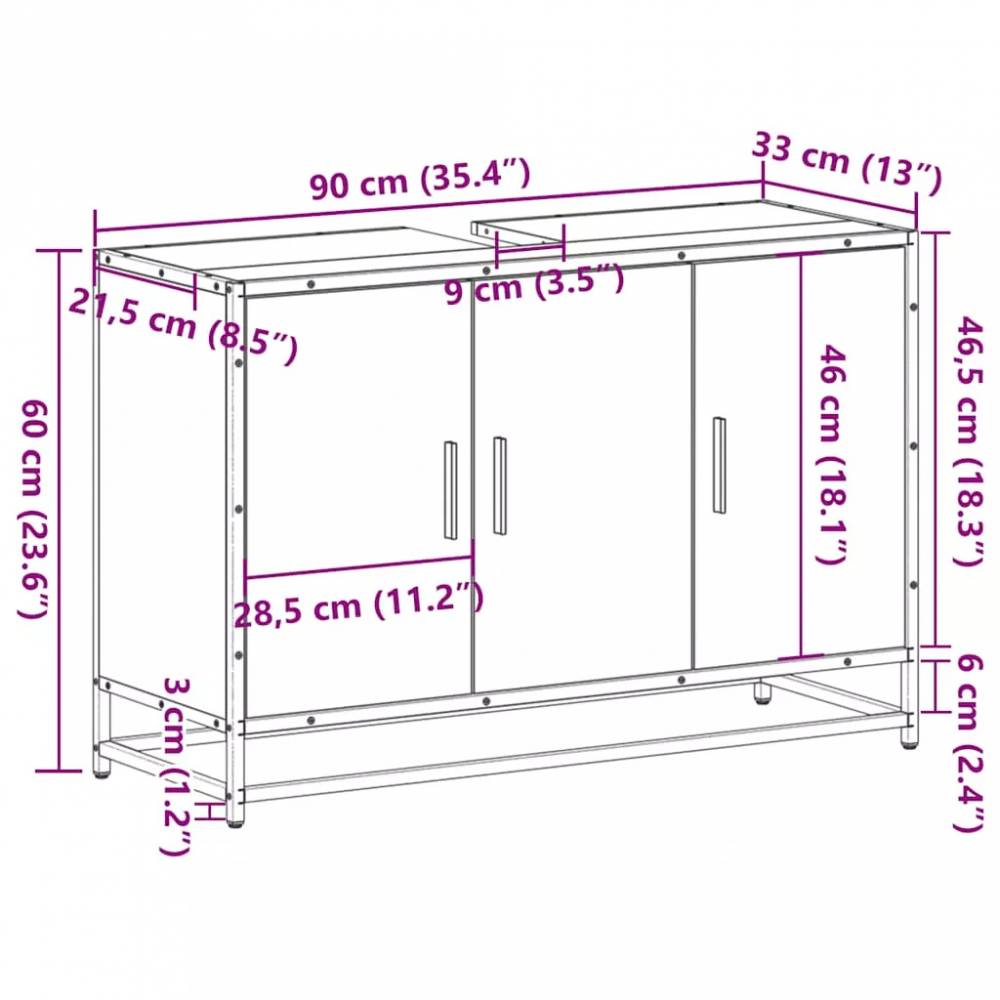 Vonios kambario spintelė, 90x33x60 cm, mediena