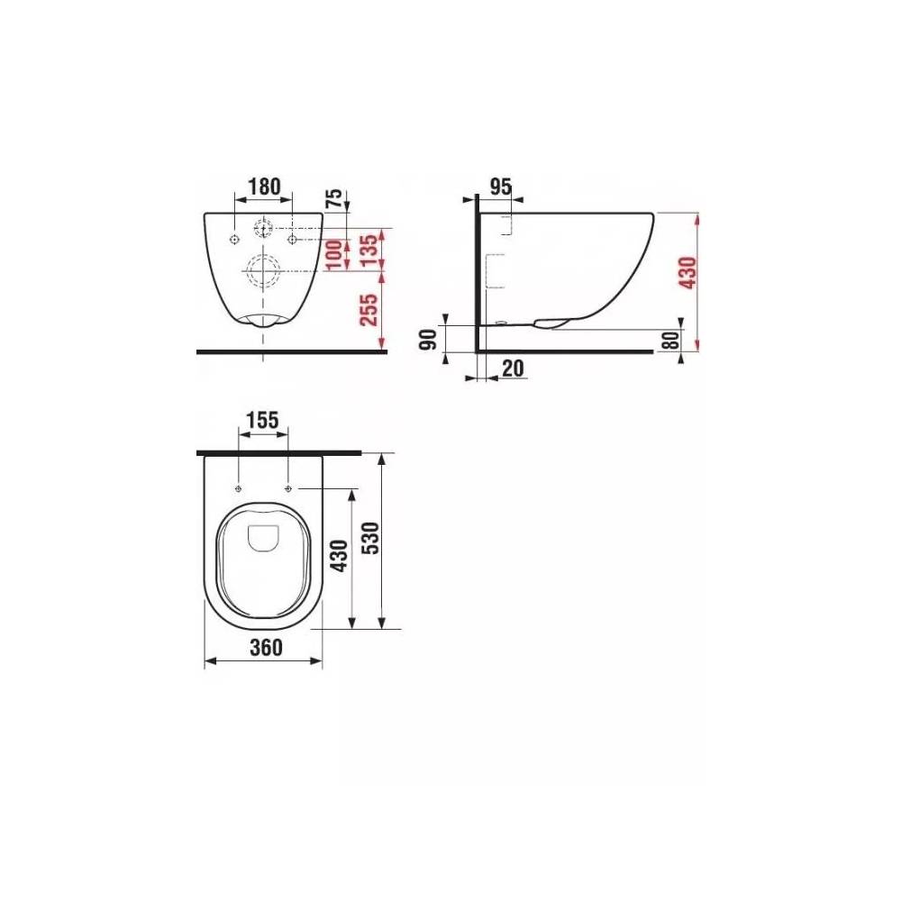 Unitazas, pakabinamas Jika Mio-N Rimless, 360 mm x 530 mm