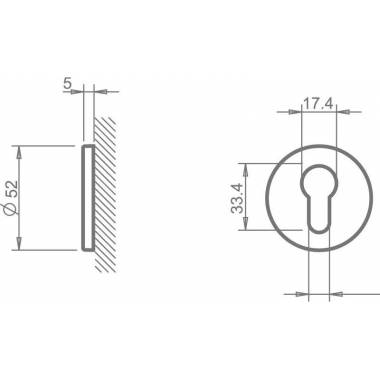 Durų apyraktė Tupai 4046 R5S 141, titano, Ø 5.2 cm