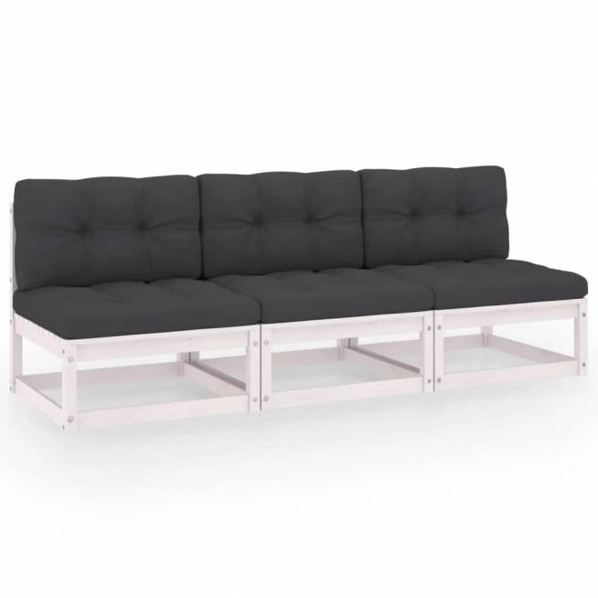 Trivietė sodo sofa iš pušies medienos masyvo