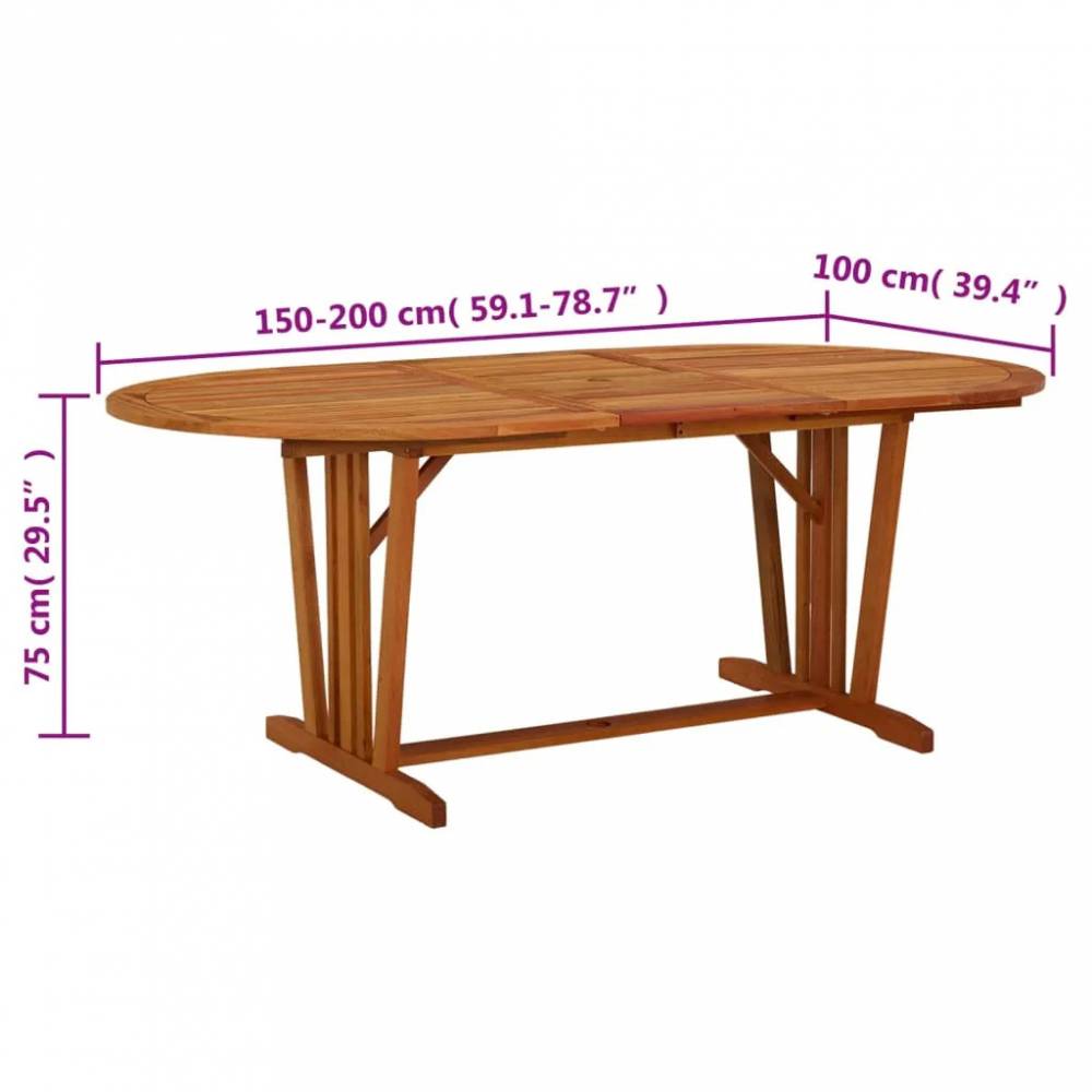 Sodo stalas, 200x100x75cm, eukalipto medienos masyvas