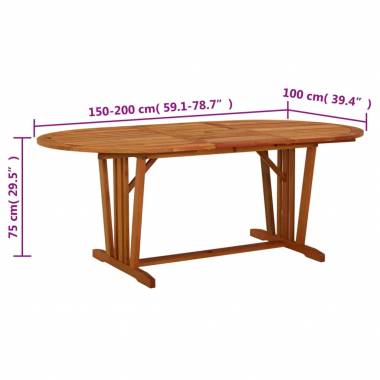 Sodo stalas, 200x100x75cm, eukalipto medienos masyvas