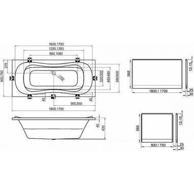 Vonios panelė Ravak A/U 170, 170 cm x 56.5 cm x 2.5 cm