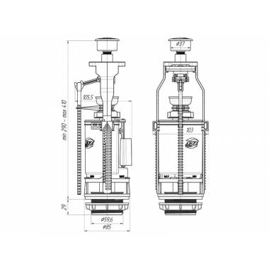 Vandens nuleidimo mechanizmas Ani Plast WC7050MEU, 439 mm