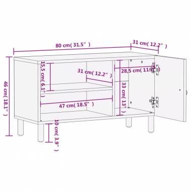 Televizoriaus spintelė, 80x31x46cm, mango medienos masyvas