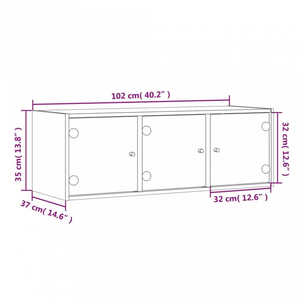 Sieninė spintelė su stiklinėmis durelėmis, 102x37x35cm