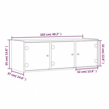 Sieninė spintelė su stiklinėmis durelėmis, 102x37x35cm