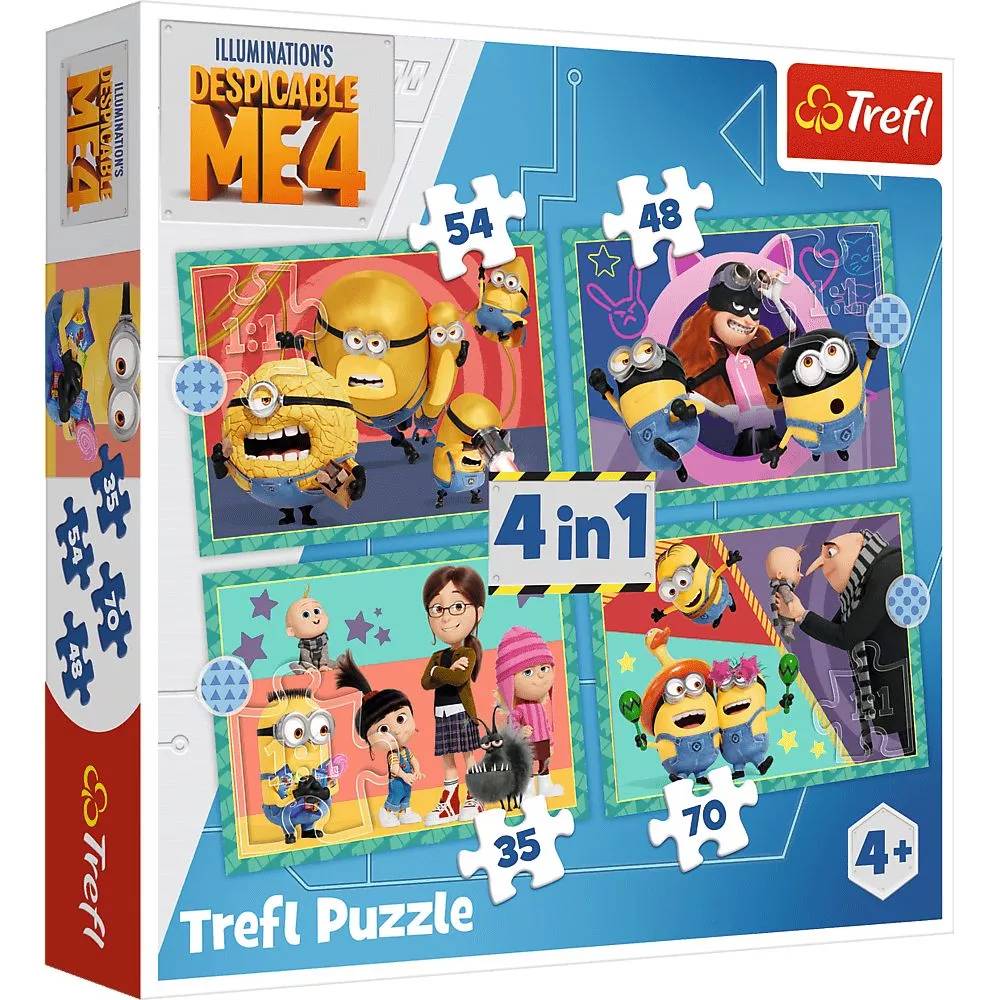 TREFL 34648 Dėlionė 4in1 "Crazy Minions