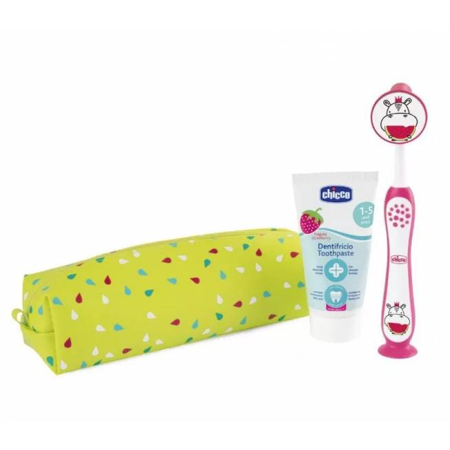 CHICCO 00012099100000 Hipopotamų pastos, šepetėlio ir eti rinkinio 3-6l