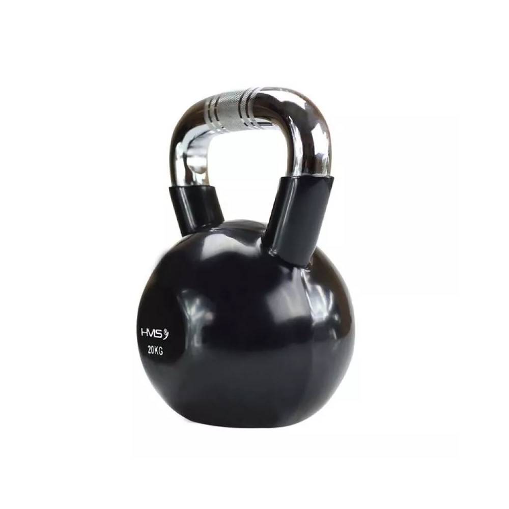 Kettlebell HMS KTC20 BLACK ketaus rankena su rakteliais