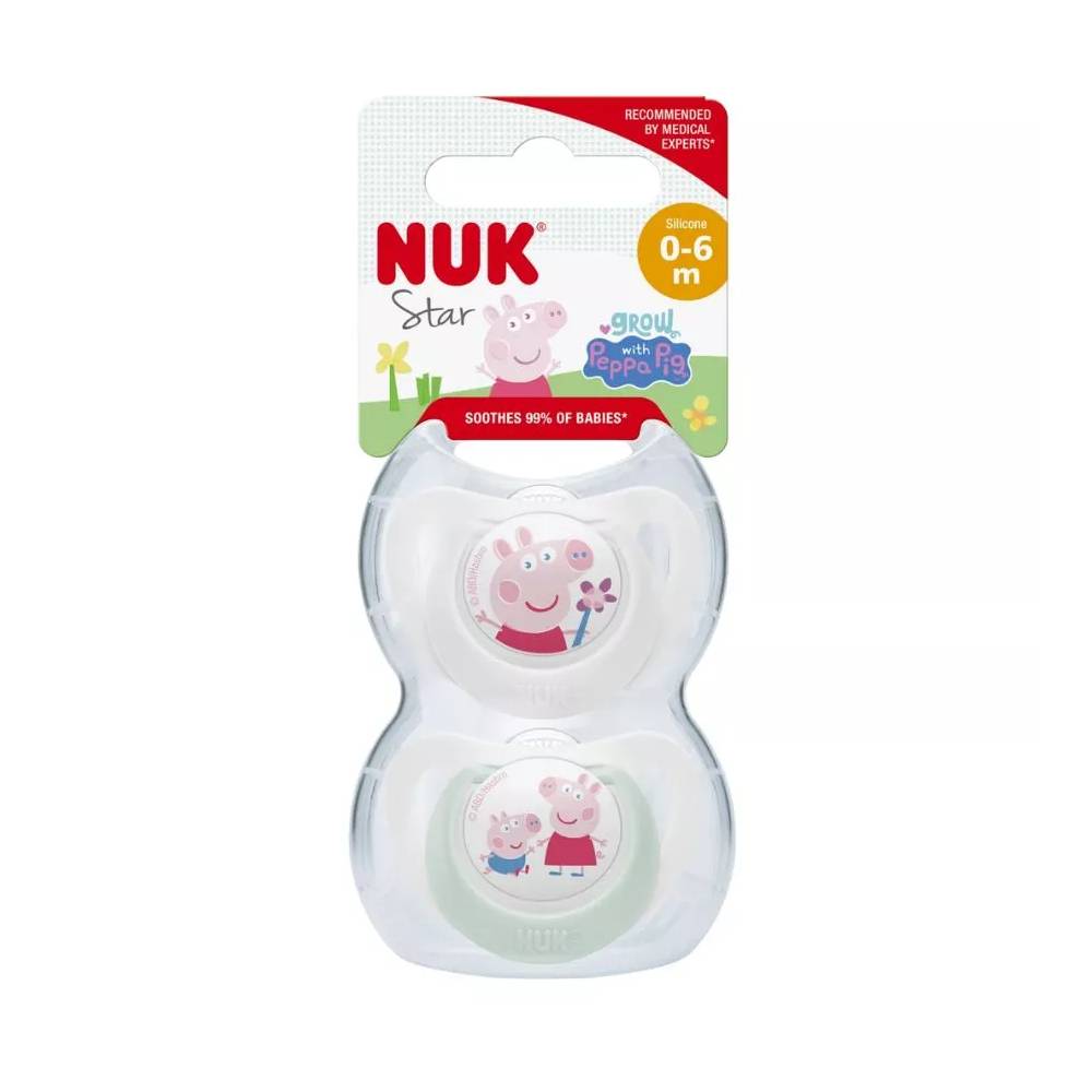 NUK 175333 Čiulptukas 0-6 m PEPPA silikoninis 2 vnt