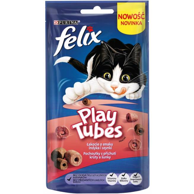 Skanėstas katėms Felix Play Tubes Turkey & Ham, kalakutiena, 0.05 kg