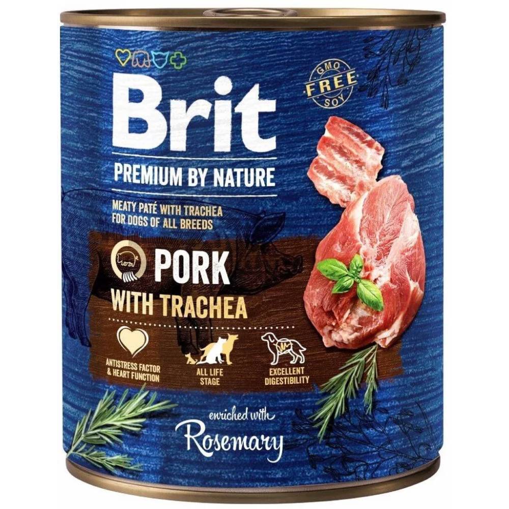 Šlapias šunų maistas Brit Premium By Nature Pork with Trachea, kiauliena, 0,8 kg