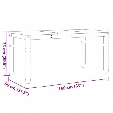 Valgomojo stalas Corona, 160x80x75cm, pušies medienos masyvas