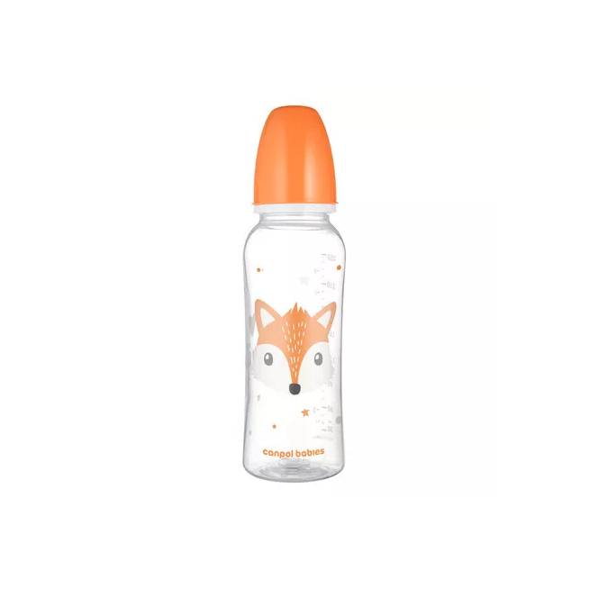 CANPOL 11/841 Standartinis 250ml CUTE ANIMALS oranžinis buteliukas