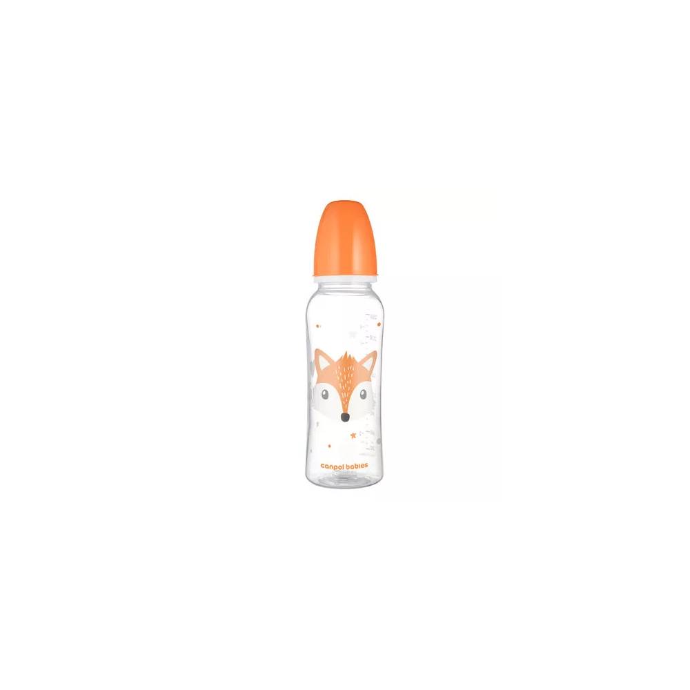 CANPOL 11/841 Standartinis 250ml CUTE ANIMALS oranžinis buteliukas