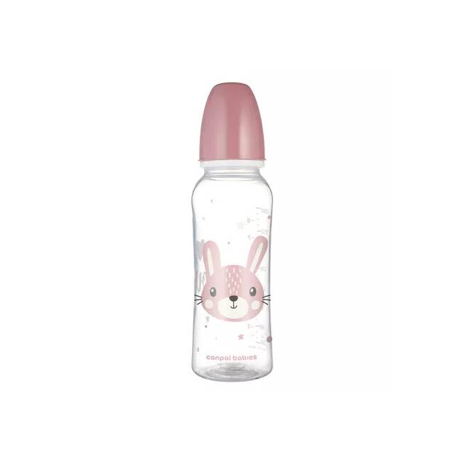 CANPOL 11/841 Standartinis buteliukas 250ml CUTE ANIMALS rožinės spalvos