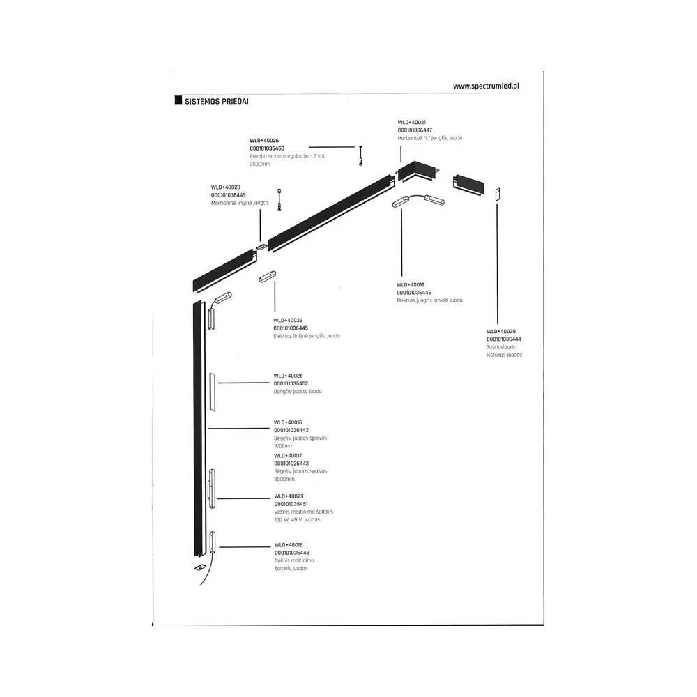 Maitinimo šaltinis lubų ir sienų Spectrum System Shift WLD+40029, 17 W, LED