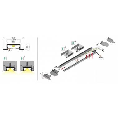 LED juostos profilis Standart BEGTIN12 F2005201, balta