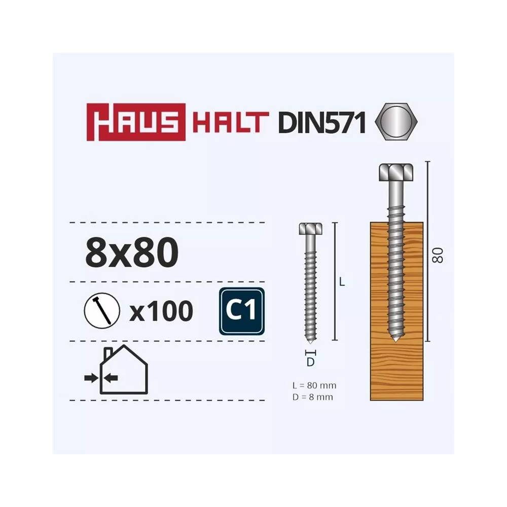 Medsraigtis Haushalt, 8 x 80 mm, 100 vnt.