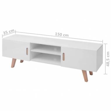 TV spintelė, MDF, balta, 150x35x48,5cm, ypač blizgi