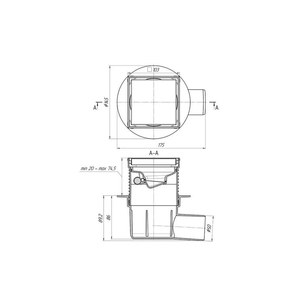 Trapas Ani Plast TQ5802EU, 20 - 74.5 mm x 100 mm, 100 mm