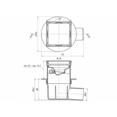 Trapas Ani Plast TQ5802EU, 20 - 74.5 mm x 100 mm, 100 mm