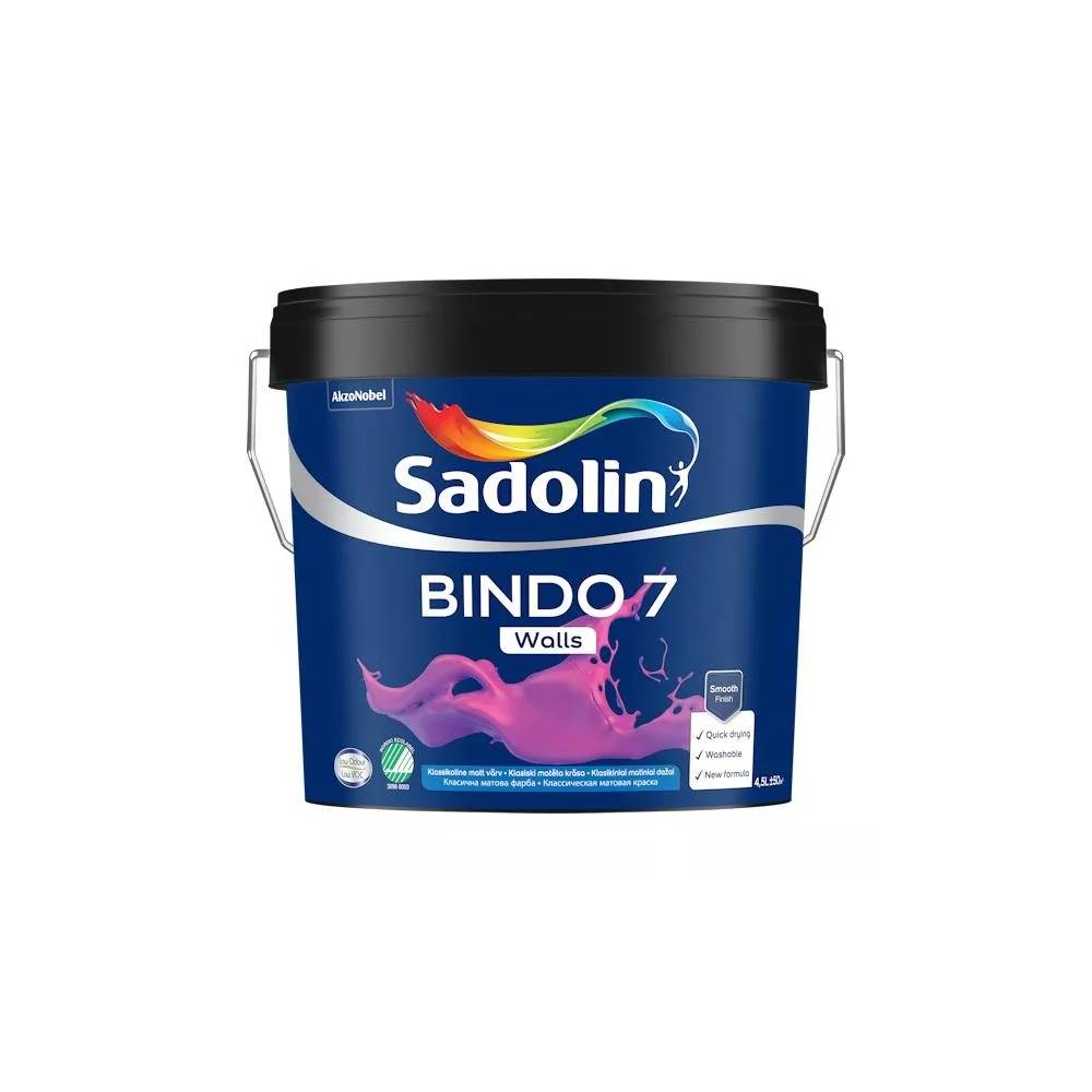 Dažai Sadolin Bindo 7, balta, 4.5 l