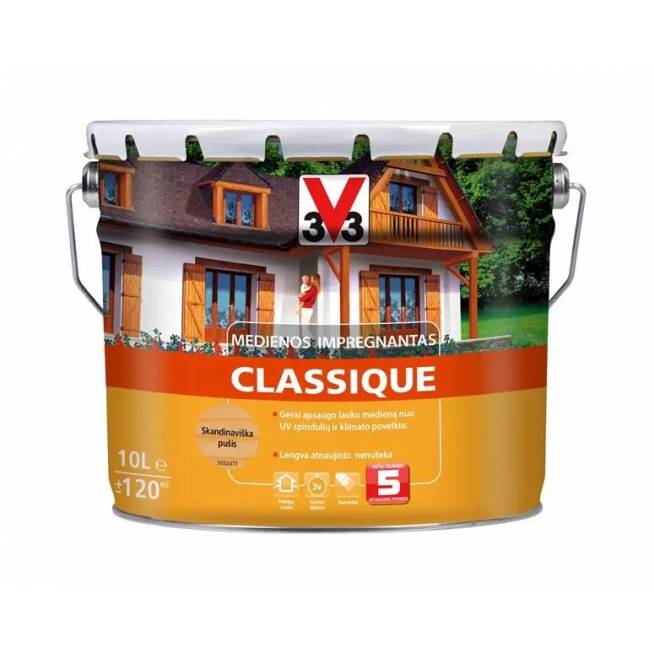 Medienos impregnantas V33 Classique, pušies/skandinavinė pušis, 10 l