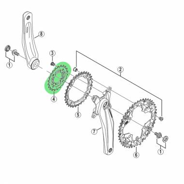 Priekinio bloko žvaigždė Shimano FC-M431-8 26T 9sp (juoda)