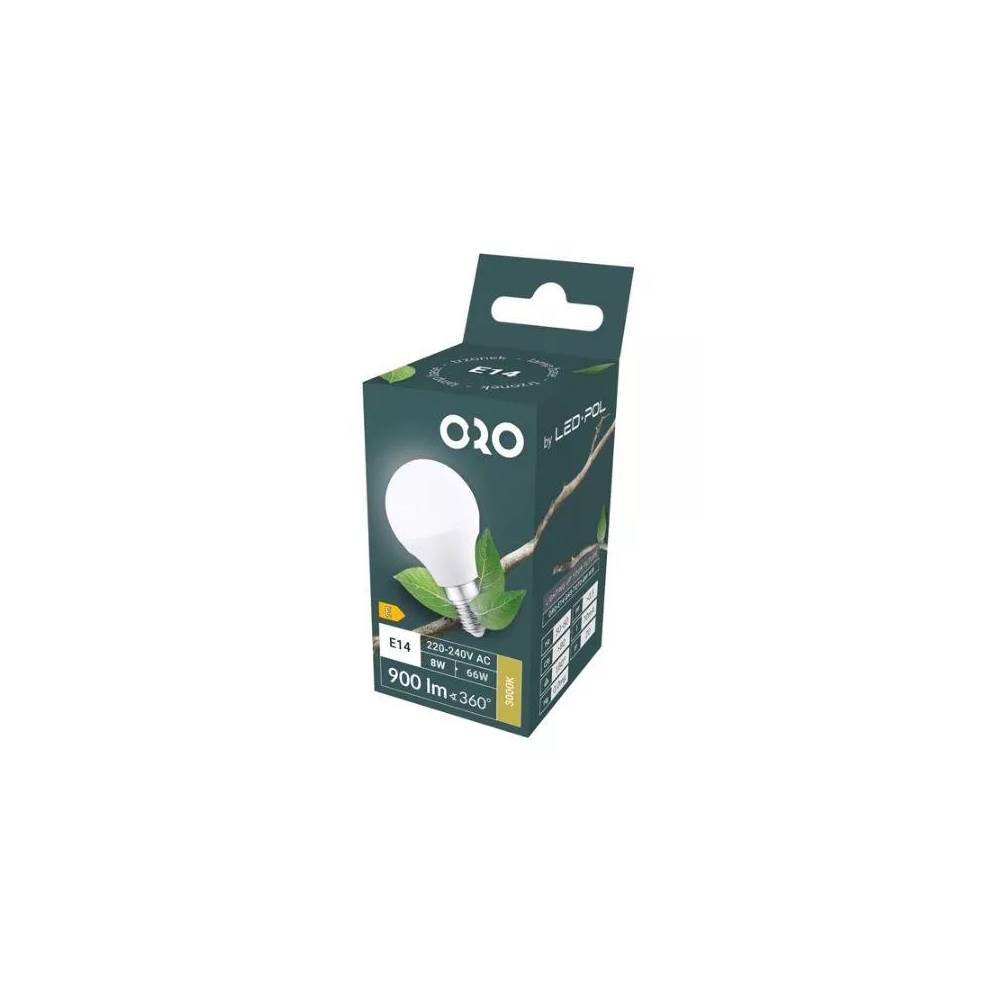 Lemputė Oro LED, G45, balta, E14, 8 W, 900 lm