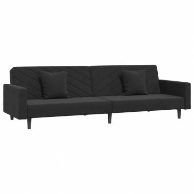 Dvivietė sofa-lova su dvejomis pagalvėmis, aksomas