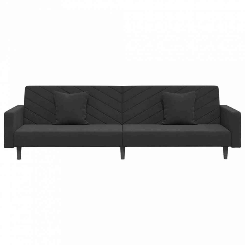 Dvivietė sofa-lova su dvejomis pagalvėmis, aksomas